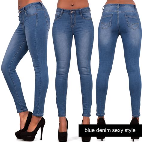 New Ladies Sexy Low Rise Faded Blue Skinny Jeans Slim Fit Stretch Pant