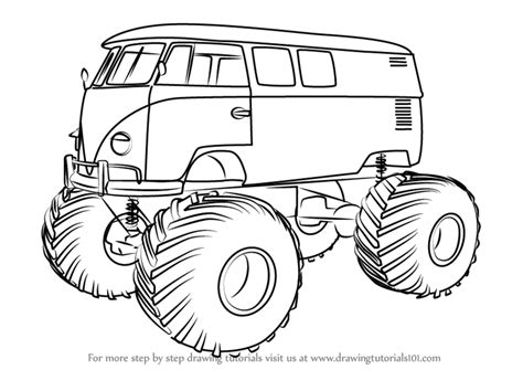 draw  volkswagen monster truck trucks step  step
