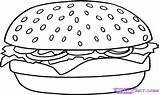 Coloring Pages Hamburger Food Draw Cheeseburger Step Kids Para Burger Printable Book Colorir sketch template