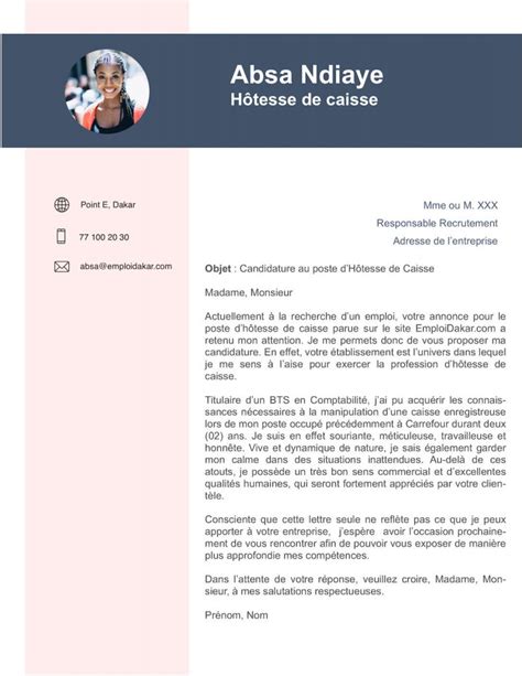 modele de lettre de motivation hotesse de caisse  telecharger