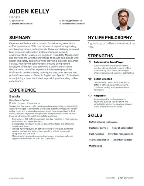 barista resume examples   guide