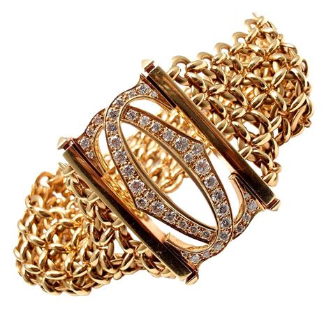 cartier penelope diamond double c five row yellow gold bracelet at