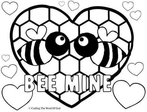 bee  valentine pages coloring pages