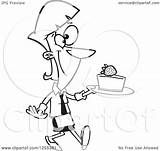 Cheesecake Serving Slice Chef Illustration Woman Coloring Pages Iballisticsquid Royalty Clipart Toonaday Vector Template sketch template