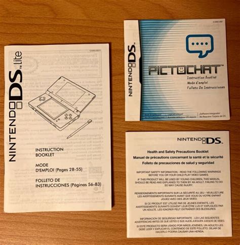 Nintendo Ds Lite Instruction Booklet Pictochat Manual Safety Manual