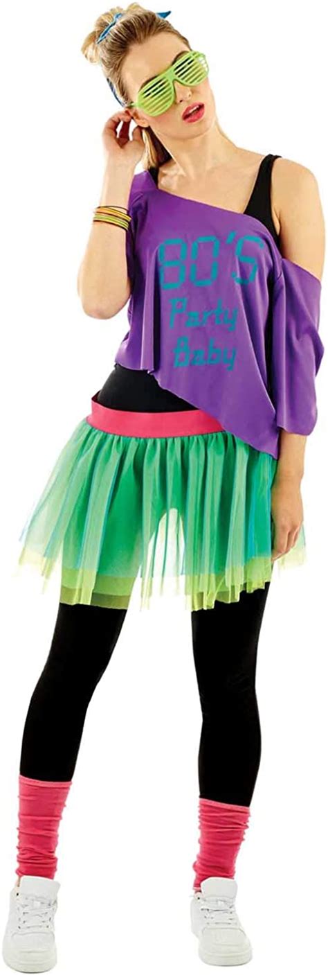 fun shack womens 80s purple and green neon costume adults decades party