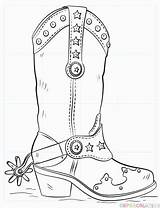 Cowboy Boot Coloring Boots Drawing Pages Hat Draw Line Printable Crafts Shoes Cowgirl Template Kids Western Supercoloring Outline Clip Adult sketch template