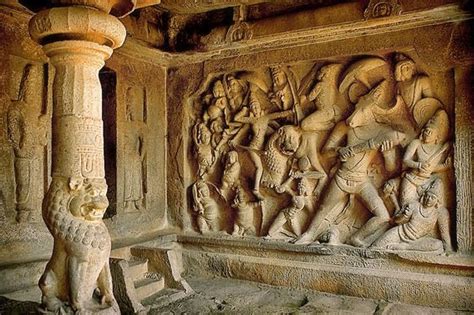 grotte sanctuaire shivaite de mahishasuramardini mahabalipuram tamil nadu debut viie siecle