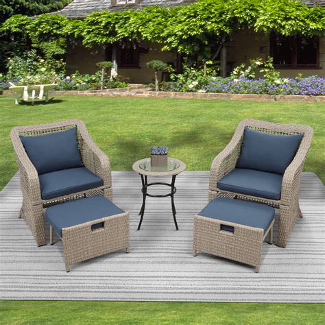 outdoor patio furniture sets  piece wicker patio bar set pcs arm chairs  footstoolcoffee