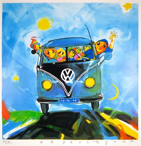 ad verstijnen zeefdruk vw bus sold view  auction result kunstveilingnl