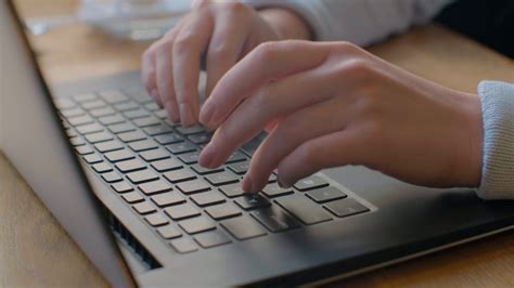 woman typing  laptop keyboard  office stock footage sbv