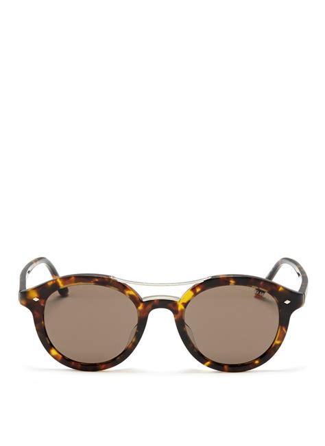 lyst giorgio armani tortoise shell round sunglasses in brown for men