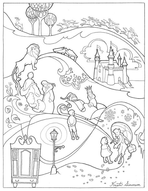 narnia coloring sheet  journey   lion  witch