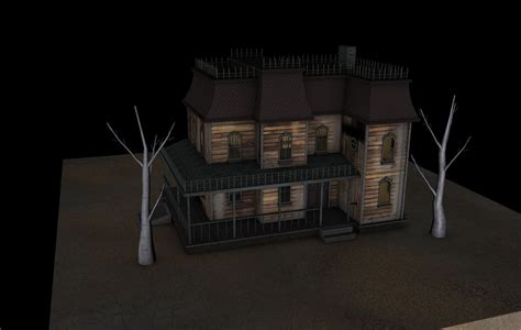 3d model low poly haunted house vr ar low poly obj 3ds fbx c4d dxf
