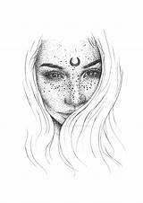 Dot Stippling Spiritual Portrait Sketches Stipple Drawings Drawing Tumblr Deviantart Girl Jessica Face Moon Dibujos Paintingvalley Creative Instagram Angel sketch template
