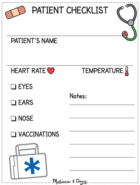 play doctor checklist printable printable world holiday