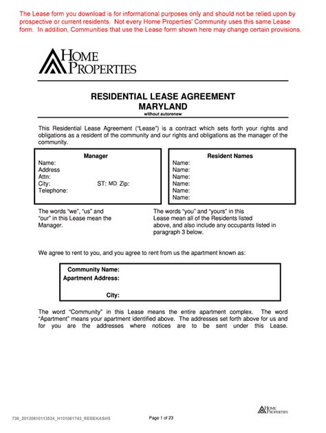 maryland lease agreement form fill   sign printable