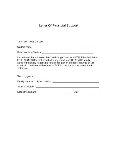 letter  financial support sample    proven letter  support