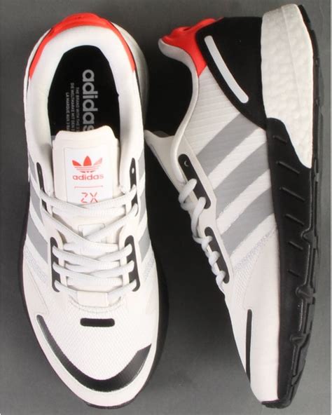 adidas zx  boost trainers whitesilverblack  casual classics