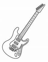 Guitar Coloring Pages Electric Bass Drawing Kids Colouring Printable Color Rock Outline Music Musical Band Para Party Dibujo Silhouette Fish sketch template