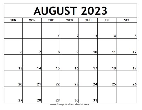 printable august  calendar printable templates