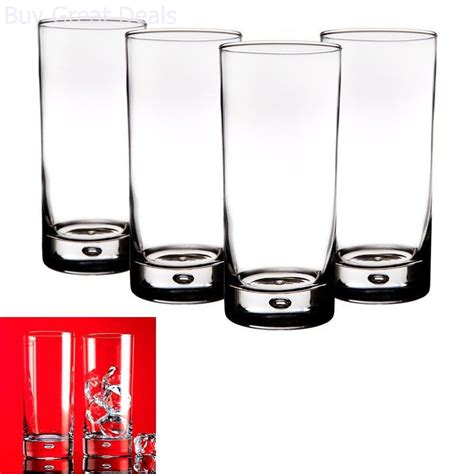 Drinking Glasses Highball Glass Set Of 4 Kitchen Glassware Clear