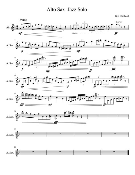 jazz alto sax solo sheet   piano saxophone alto solo musescorecom