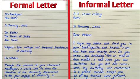 letter writing   write letter formal letter  informal