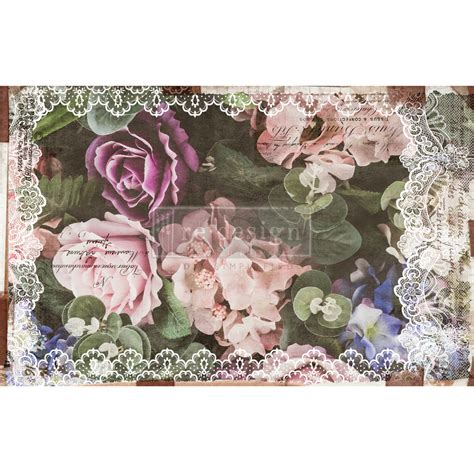 redesign decoupage decor tissue paper dark lace floral  sheets    redesign