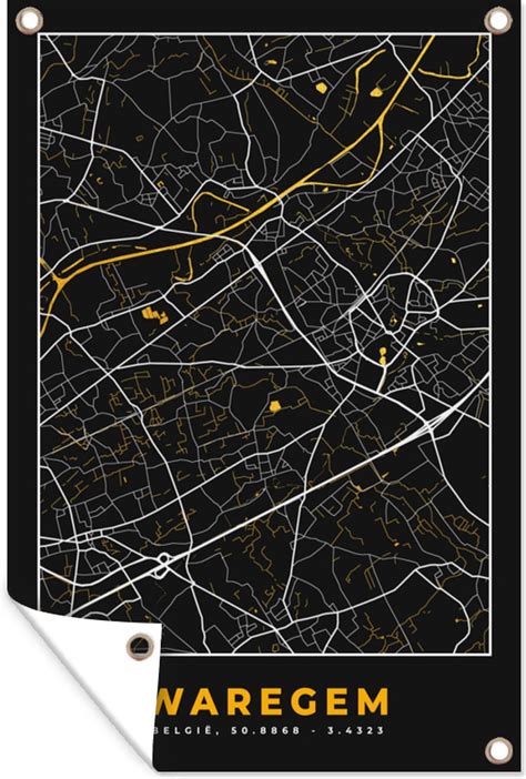 tuinposters buiten goud kaart plattegrond waregem stadskaart  cm tuindoek bolcom