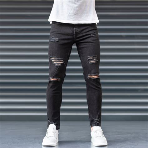 mens black claw ripped jeans