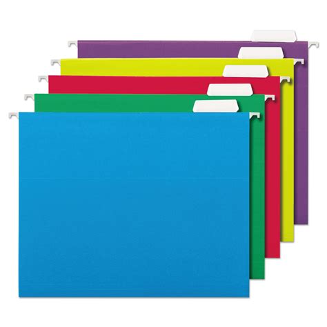 deluxe bright color hanging file folders letter size  cut tab