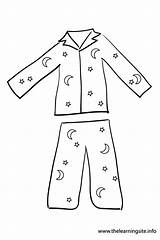 Pajama Outline Flashcard Clothes Coloring Pyjama sketch template
