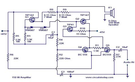 watt audio amplifier circuit diagram