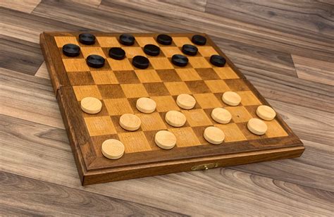 vintage wood checkers set  folding wooden checkers board draughts