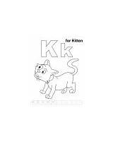 Coloring Kk Letter Printable Pages Kitten sketch template