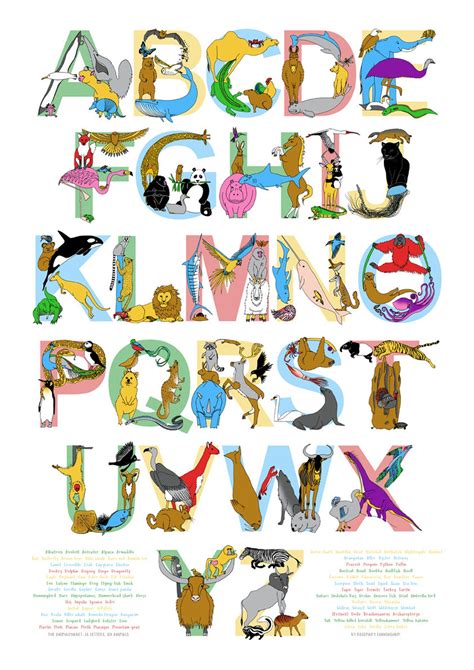 animalphabet  print  full animal alphabet etsy uk