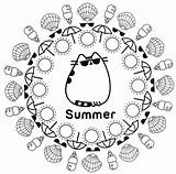 Pusheen Coloring Pages Summer Cat Printable Color Print Kids Sheets Cute Book Fun Ete Plage Mandala Do Colouring Printables Prints sketch template