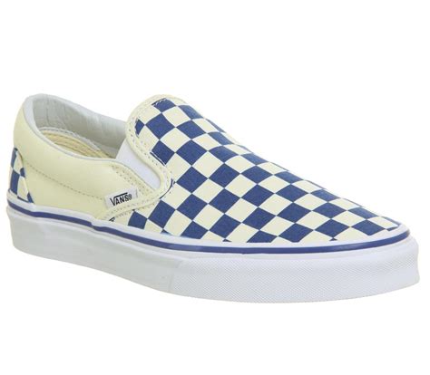 vans vans classic slip  trainers true blue classic white checkerboard unisex sports