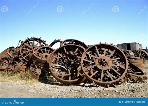 rusty steel tractor wheels stock photo image