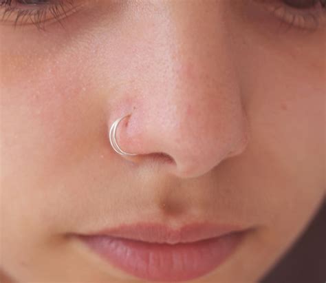 Sterling Silver Nose Ring Double Nose Ring For Single Etsy Uk