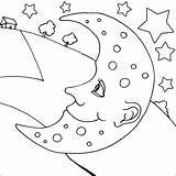 Moon Coloring Pages Kids Space Printable Colouring Sheets Over Stars Sky Star Choose Board Disney Objects Labels sketch template