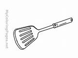 Spatula Coloring Kitchen Utensil Clipart Sketch Barbecue Grill Book Cliparts Drawing Fork Tool Cooking Clip Library Save Pngwing sketch template