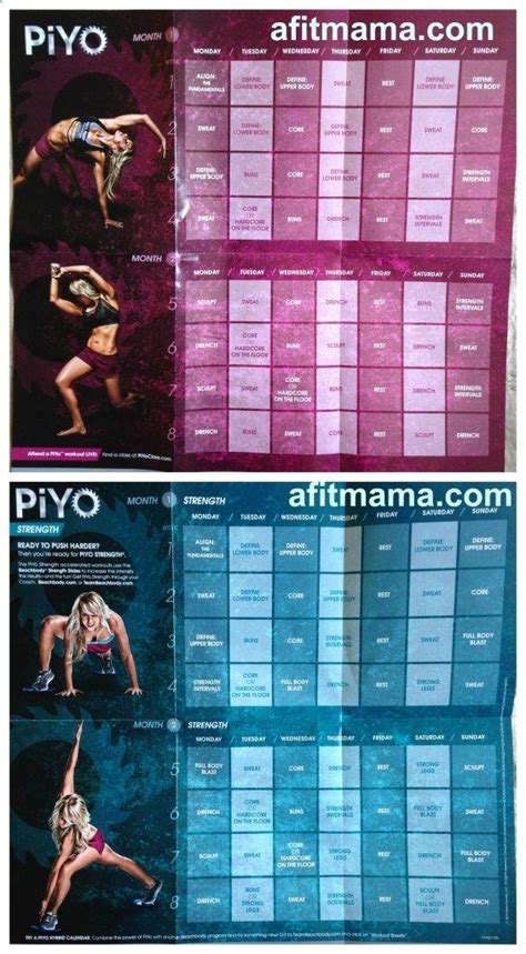 piyo workout schedule  calendar piyo workout