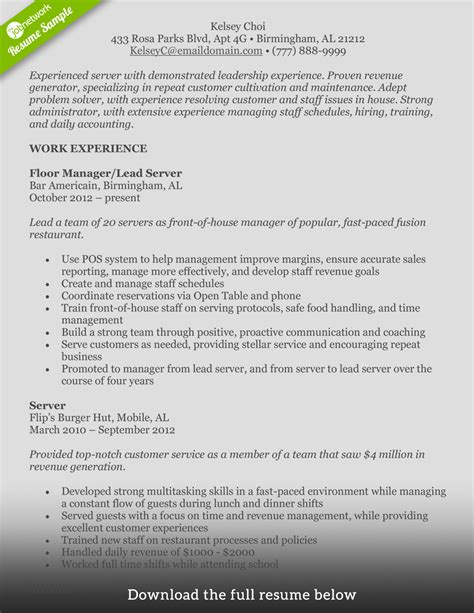 write  perfect food service resume examples included