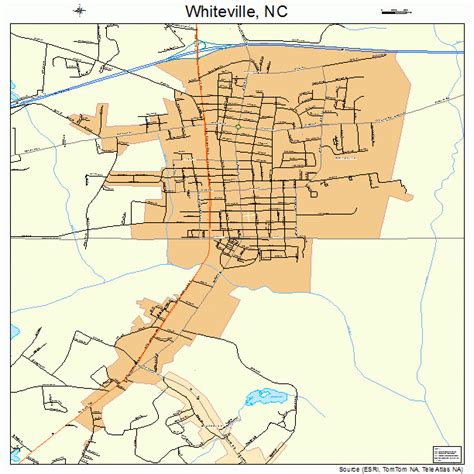 whiteville north carolina street map