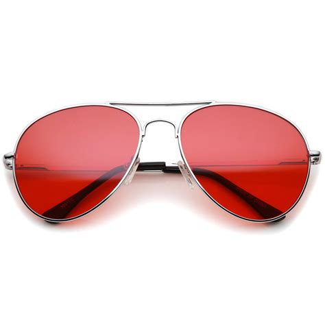 Classic Metal Frame Colored Teardrop Lens Aviator Sunglasses 57mm