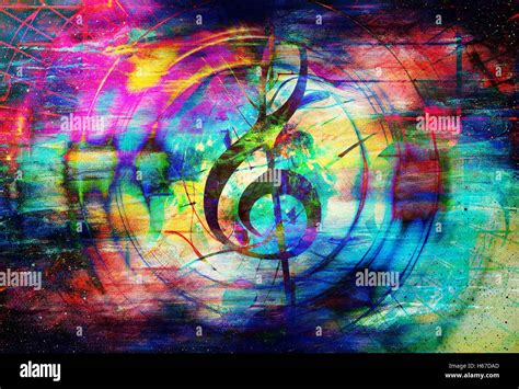 Beautiful Abstract Colorful Collage With Music Notes And