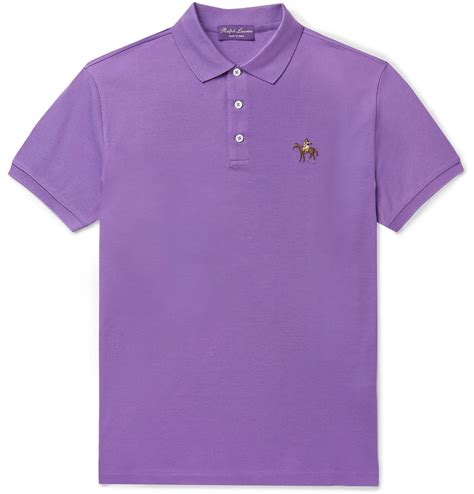ralph lauren purple label slim fit embroidered mercerised cotton pique polo shirt  purple