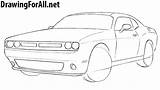 Dodge Challenger Drawing Draw Car Drawings Step Cars Easy Line Sketch Coloring Pages Rear Door Cool Mustang Ford sketch template